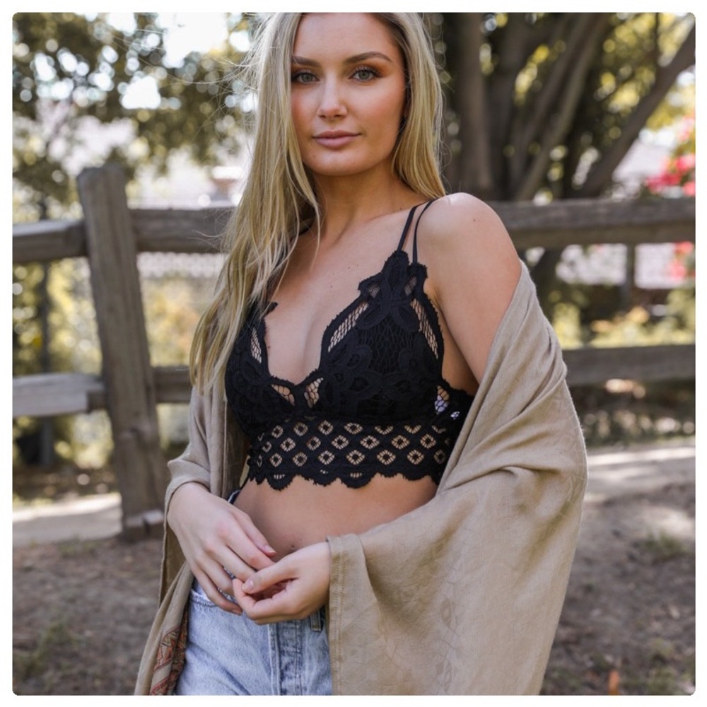 Little Gypsie Crochet Longline Lace Bralette - Picture 1 of 5